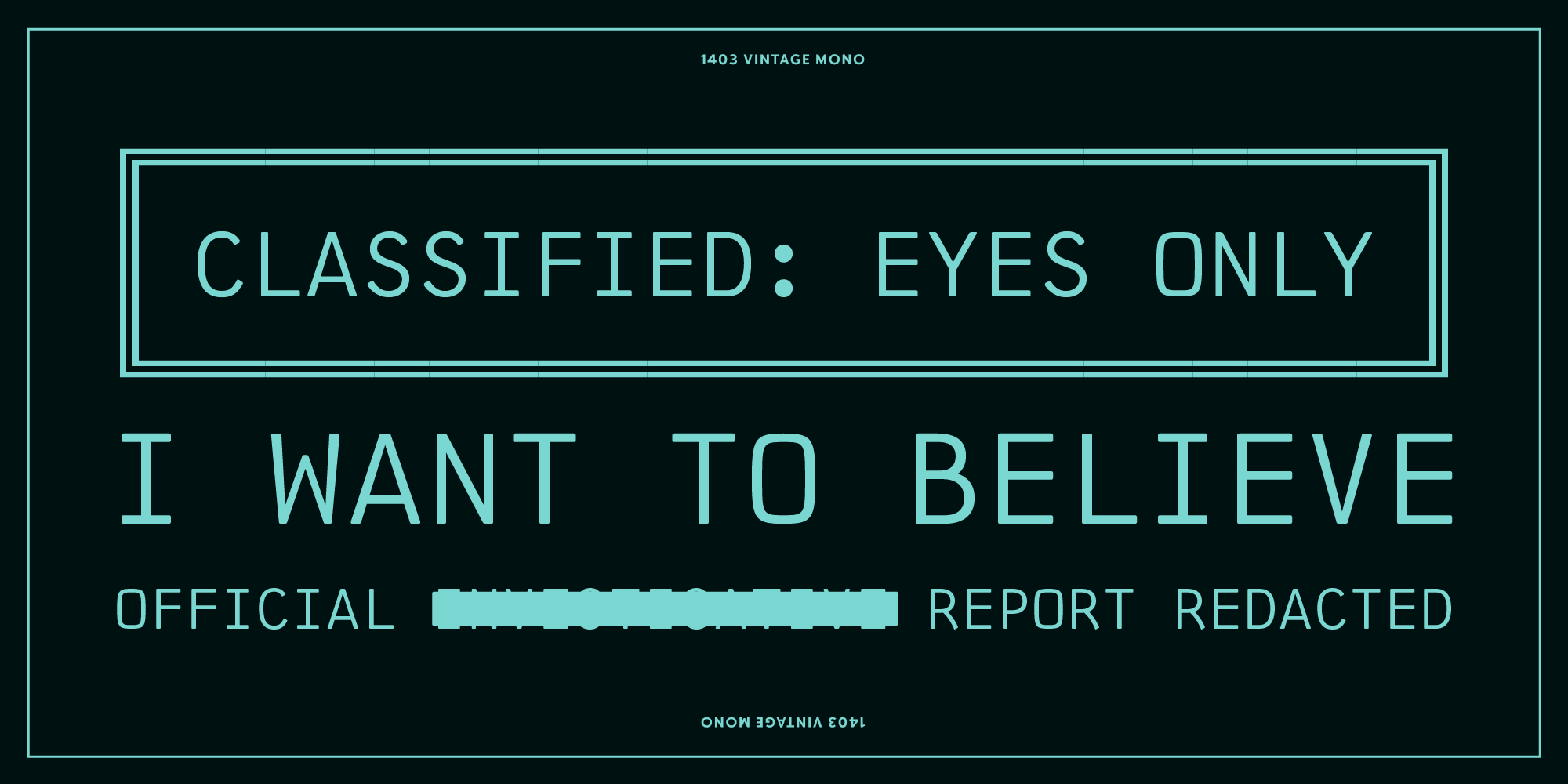A type specimen of 1403 Vintage Mono.
